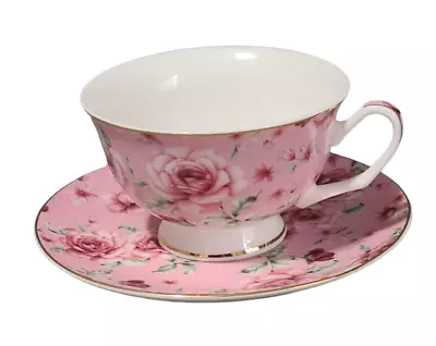 Buy Romantic Pink Roses  Brew To A Tea  Chintz Ware Teacup & Saucer • 20.13£