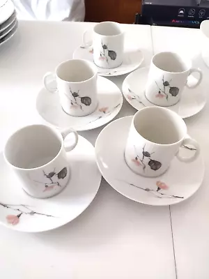 Buy 5 X Vintage Thomas Germany Quince Porcelain Espresso Coffee Cups & Saucers • 17.99£