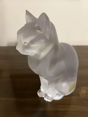 Buy LALIQUE  Chat Assis  Cat Sitting Frosted Glass #11603 • 336.66£