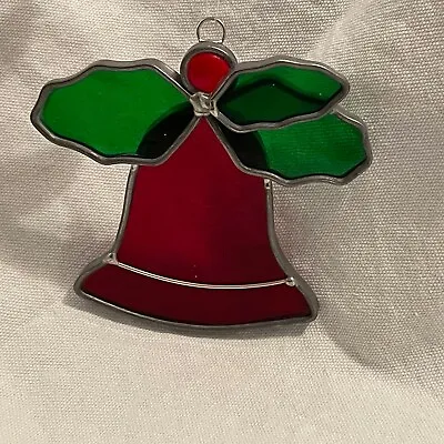 Buy Vintage Bells & Holly Stained Glass Light Catcher Festive Window Christmas Decor • 10.54£