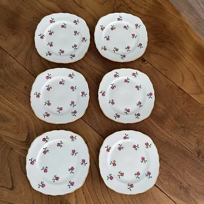 Buy Six Colclough Fragrance Bone China Tea Plates.Size 16cm Pink Roses. VGC • 6£
