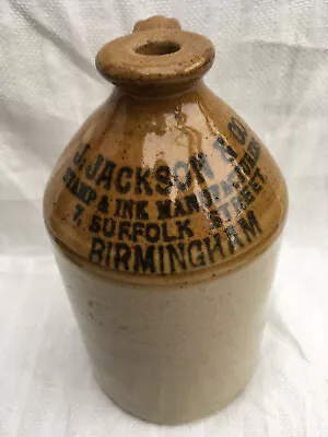 Buy J. Jackson 7 Suffolk Street Birmingham Stoneware Flagon Ink Bottle C1890-1920 • 34.95£