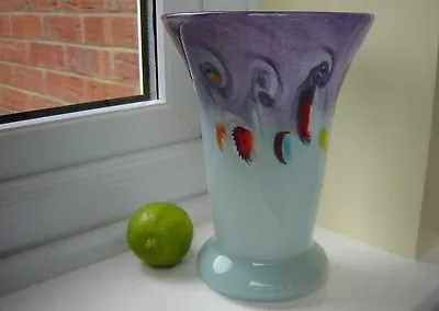 Buy Vintage Vasart Strathearn Art Glass Vase Crieff Scotland Purple Lilac Pale Blue • 88£