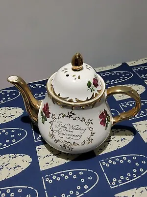 Buy Arthur Wood England Ruby Wedding 40 Years Anniversary Teapot • 12.99£
