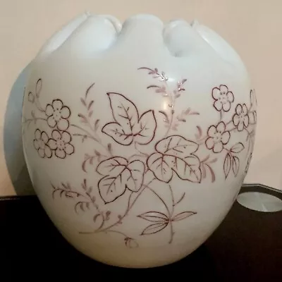 Buy Antique Pale Pink Opaline Hand Blown Victorian Glass Vase Enamel Floral Design 2 • 50£