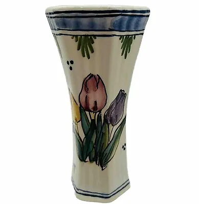Buy Vintage Bud Vase Delfts Poly Holland USA Hand Painted Spring Tulips Signed 5.5  • 17.33£