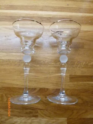 Buy Two Matching Glass Candlestick Holders • 5£