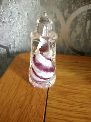 Buy LOVELY ALUM BAY GLASS LIGHTHOUSE  PAPERWEIGHT Purple Swirls With Sticker • 7.99£