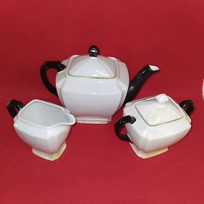 Buy Antique Tea Set White And Black Art Deco Germany • 14.17£