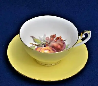 Buy Rare Vintage SHELLEY England Yellow FRUIT Center Pattern #14208 Set Cup & Saucer • 158.61£