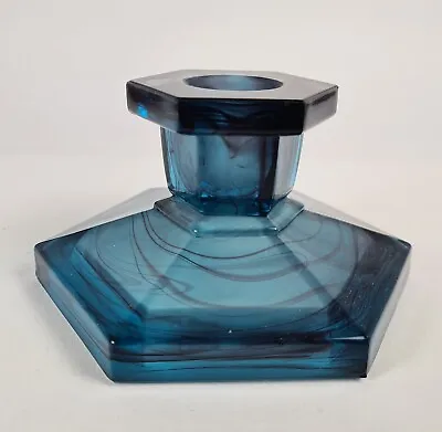Buy Vintage Davidson Blue Cloud Glass Candlestick • 5£