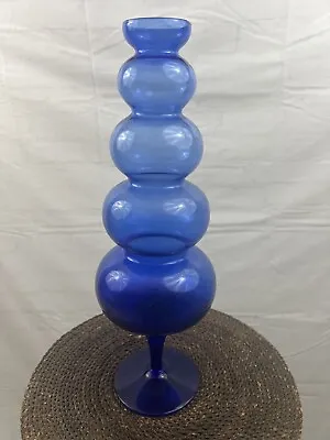 Buy Cobalt Blue Bee Hive Ribbed Bubble Bud Flower Vase Vintage MCM Style 16.5 Inches • 96.06£