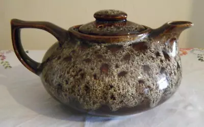 Buy Fosters Pottery Brown Oval Honeycomb Drip Glaze Teapot Cornwall Pottery 1.5 P C4 • 10£
