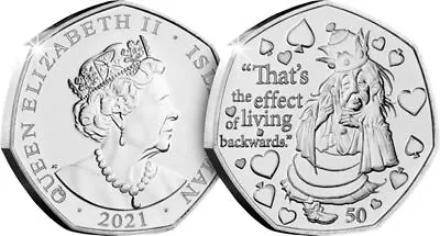 Buy 2021 Isle Of Man Alice Through The Looking Glass 50p Coins (Uncirculated) • 5£