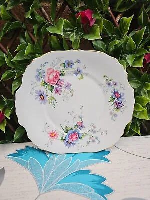 Buy Vintage Royal Crown Staffordshire England Bouquet Of Flowers Eared Cake Plate 9½ • 8£