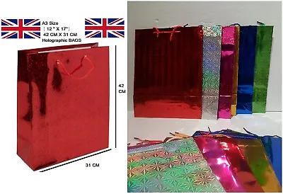 Buy EXTRA LARGE Gift BAG 42 CM X 31 CM Holographic Paper Birthday Party Christmas XL • 99.99£