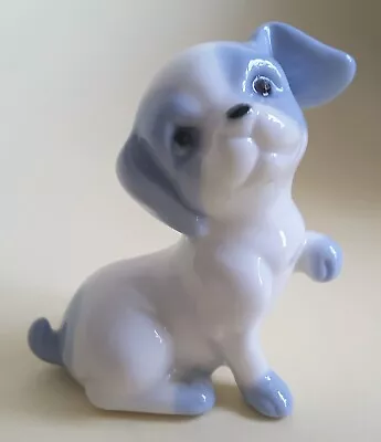 Buy Fine Bone China Baby Blue & White Puppy Ceramic Figurine • 3.50£