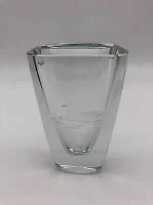 Buy Vintage Swedish Strombergshyttan Modernist Glass Vase With Swimming Waterfowl • 20£