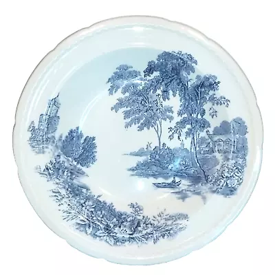 Buy Swinnertons Ironstone England, THE FERRY Blue Soup Bowl, 8 1/4 , Vtg. 40's • 16.81£