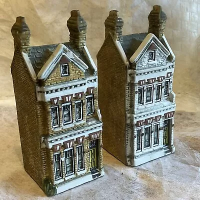 Buy 2x Pottery Town Houses. Miniature Ceramic Buildings. Dutch Look? • 3.50£