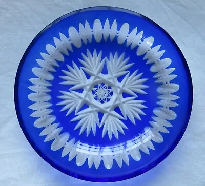 Buy Vintage Czech Bohemian? Cut Glass Cobalt Blue To Clear Dish 5.5  • 18£