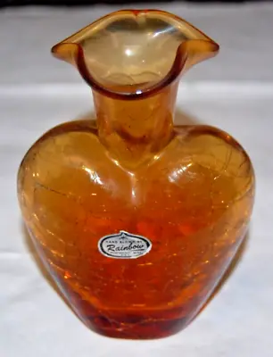 Buy Vintage Rainbow Amber Crackle Glass Vase With Original Tag Huntington W. VA. • 28.55£