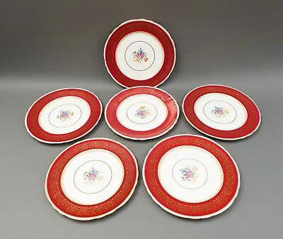 Buy Aynsley England Vintage Red Berkeley Bone China 10 1/2  Dinner Plate Set Of 6 • 274.97£