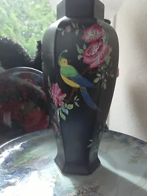 Buy A Very Beautiful Shelley Vase ,tall With Parrot On Branch Pattern In Black • 295£