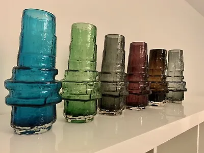 Buy Whitefriars Glass 9690 Textured Range Hoop Vase In Willow Green - Baxter C1967 • 390£