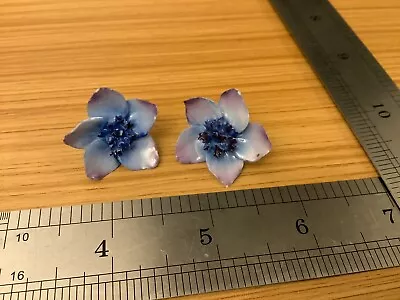 Buy WINTON SQUARE FINE BONE CHINA BLUE FLOWER Pair Pierced EARRINGS Mothers Day Gift • 6.99£