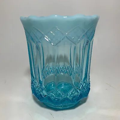 Buy Mosser Glass Vaseline Opalescent Blue Celery Vase / Spooner 5 3/4  • 72.39£