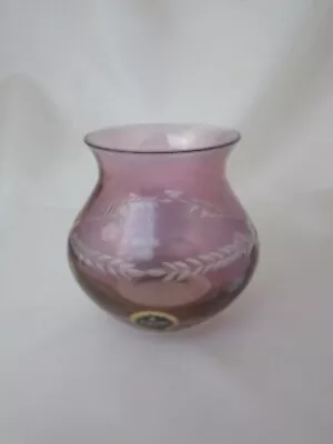 Buy Vintage, Cavan Crystal, Pink Cut Glass Vase • 22£