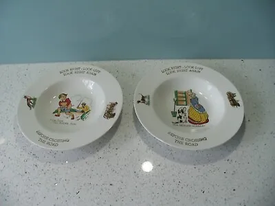 Buy LIVERPOOL ROAD POTTERY MADDOCK NURSERY WARE PAIR OF BOWLS ROAD SAFETY RULES 60s • 20£