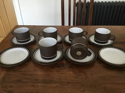 Buy Hornsea Pottery Set Brown Contrast X Coffee Cups Plates Mugs 1976 Lancaster • 12.99£