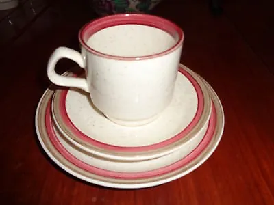 Buy Carrigaline Pottery County Cork Cup Saucer And Side Plate Brown & Dark Red Trio • 12.99£