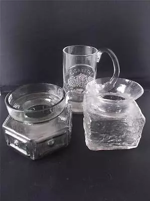 Buy Vintage 1970s FRANK THROWER DARTINGTON GLASS Collection Tankard Nipple Bark Vase • 40£