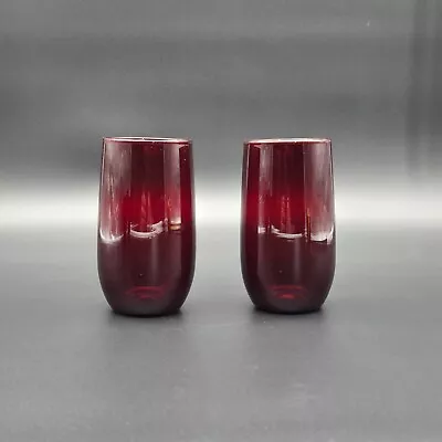 Buy Set Of 2 Vtg Anchor Hocking Royal Ruby Red Roly Poly 4-3/4”Glass Tumblers 8 Oz • 9.64£