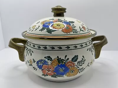 Buy Vintage M Kamenstein Enamelware Cookware Covered Dutch Oven Cottage Core Brass • 18.97£