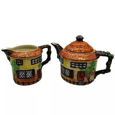 Buy Vintage Beswick England Pottery Ware Country Cottage Teapot And Creamer Set • 38.31£