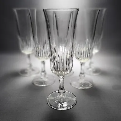 Buy 6x Champagne Flutes Vintage Art Deco Clear 7” Tall Glasses • 25.90£