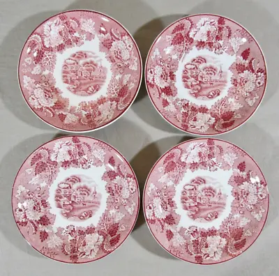 Buy Set Of 4 Wood & Sons Enoch Woods Ware English Scenery Pink 5 5/8” Saucers • 19.16£