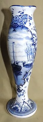Buy DELFT Antique Hand-painted Porcelain Bud Vase Floral Decoration/Harbour Scene • 8£