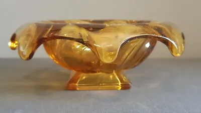 Buy A Beautiful Vintage/Art Deco Bagley Amber Glass 'Equinox' Posy Vase • 6.99£
