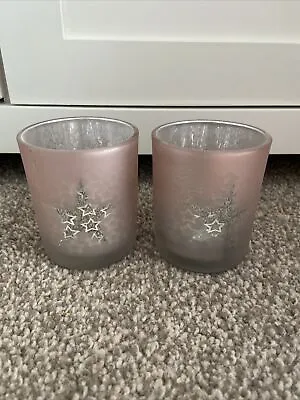 Buy 2 Colourful Star Glass Tealight Candle Holder - Pink Modern Holders • 5£