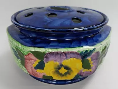 Buy Ringtons Ltd Maling Ware Ceramic Rose Bowl Blue Yellow Pansy Vase E45 P926 • 5.95£