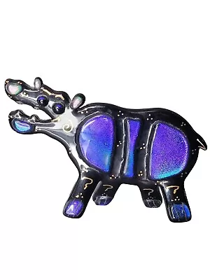 Buy Dichroic Glass Hippo Handmade USA Artisan Karen Pester Hippopotamus Vtg Rare HTF • 72.03£