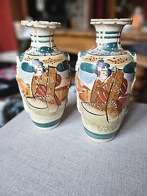 Buy Nice Quality Pair Antique Japanese Satsuma Vases • 5£