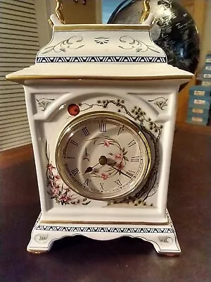 Buy Fine Porcelain Mantel Clock By The Franklin Mint Birds & Flowers Gold Trim Exc • 48.26£
