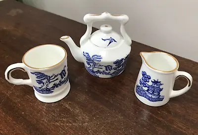 Buy Miniature Coalport Willow Bone China Tea Coffee Set: Kettle Tea Pot, Mug & Jug • 12.49£