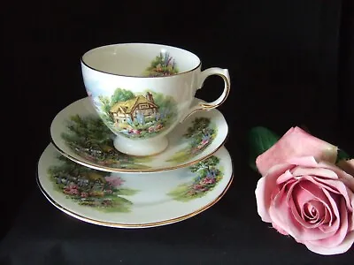 Buy Vintage Royal Vale Country Cottage Bone China Cup, Saucer & Tea Plate Trio O • 4.49£